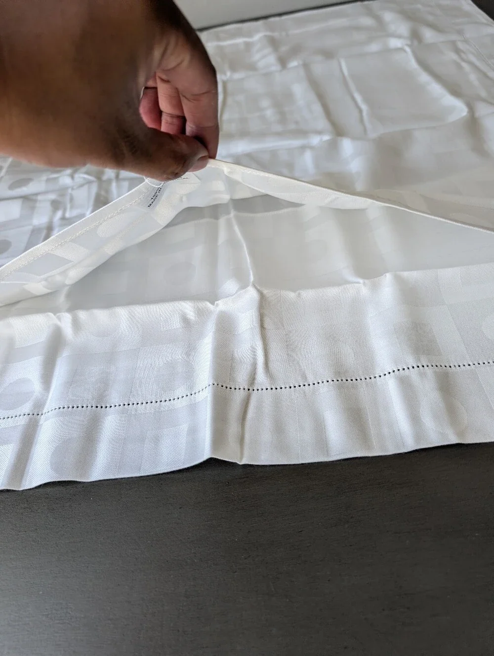 Neiman Marcus White Cotton Mono Squares Shams Cover Size 26